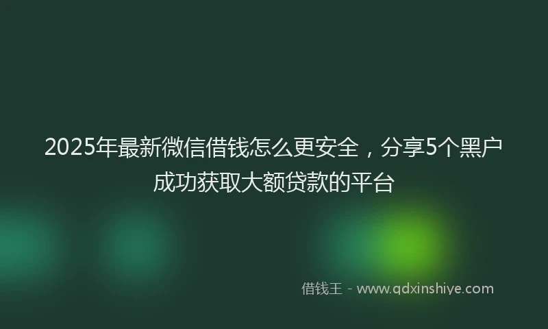 2025年最新微信借钱怎么更安全，分享5个黑户成功获取大额贷款的平台