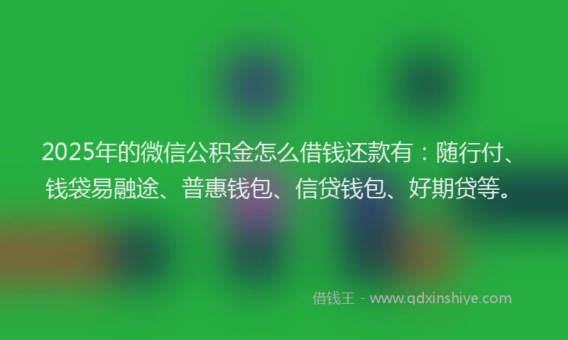 2025年的微信公积金怎么借钱还款有：随行付、钱袋易融途、普惠钱包、信贷钱包、好期贷等。