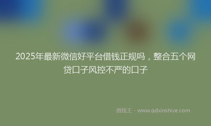 2025年最新微信好平台借钱正规吗，整合五个网贷口子风控不严的口子