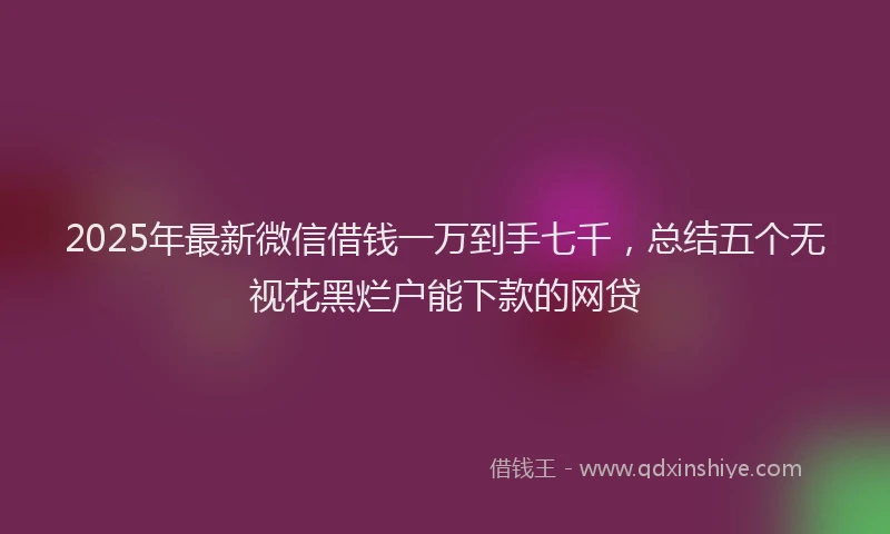 2025年最新微信借钱一万到手七千，总结五个无视花黑烂户能下款的网贷