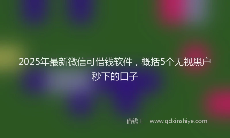 2025年最新微信可借钱软件，概括5个无视黑户秒下的口子