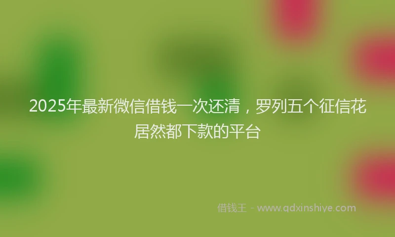 2025年最新微信借钱一次还清，罗列五个征信花居然都下款的平台