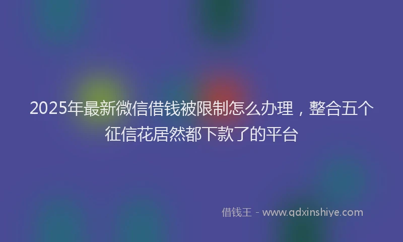 2025年最新微信借钱被限制怎么办理，整合五个征信花居然都下款了的平台
