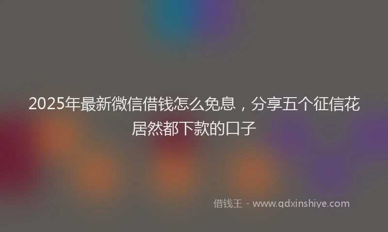 2025年最新微信借钱怎么免息，分享五个征信花居然都下款的口子