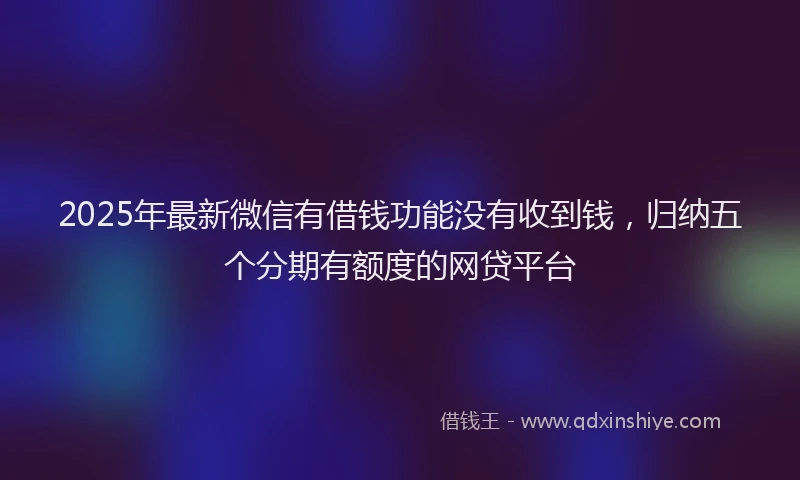 2025年最新微信有借钱功能没有收到钱，归纳五个分期有额度的网贷平台
