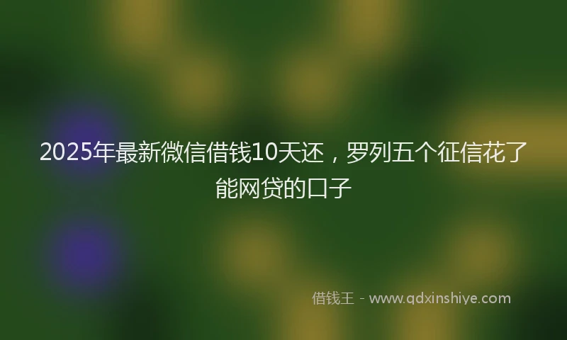 2025年最新微信借钱10天还，罗列五个征信花了能网贷的口子