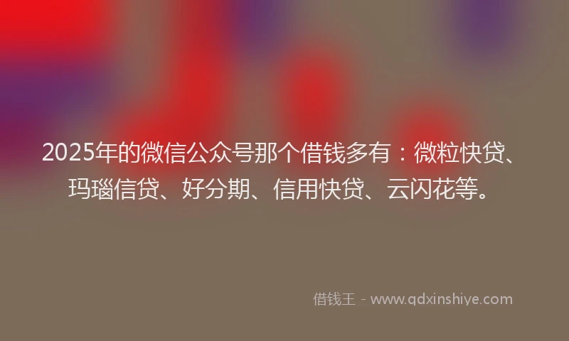 2025年的微信公众号那个借钱多有：微粒快贷、玛瑙信贷、好分期、信用快贷、云闪花等。
