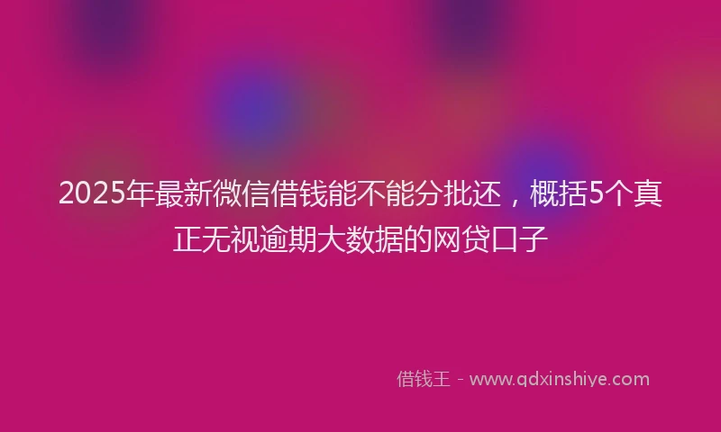 2025年最新微信借钱能不能分批还，概括5个真正无视逾期大数据的网贷口子