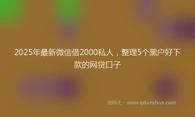 2025年最新微信借2000私人，整理5个黑户好下款的网贷口子