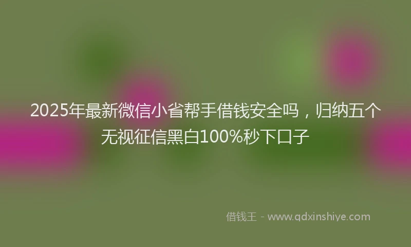 2025年最新微信小省帮手借钱安全吗，归纳五个无视征信黑白100%秒下口子