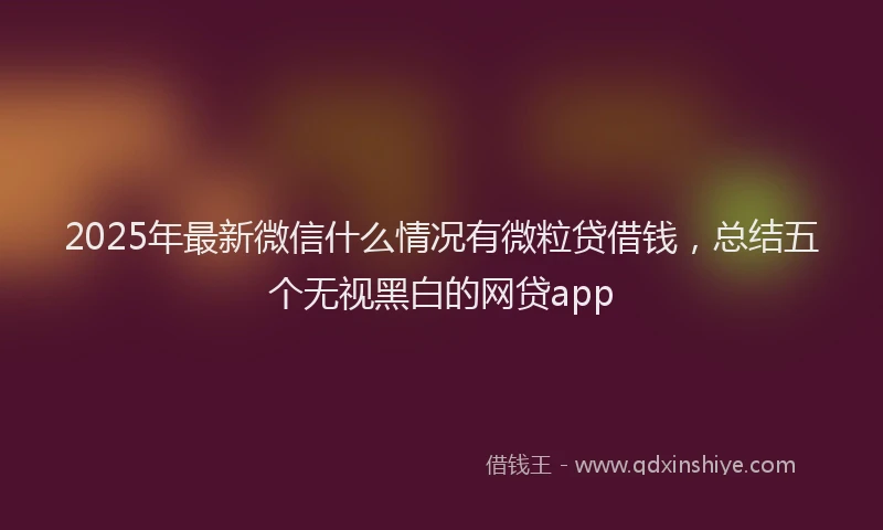 2025年最新微信什么情况有微粒贷借钱，总结五个无视黑白的网贷app