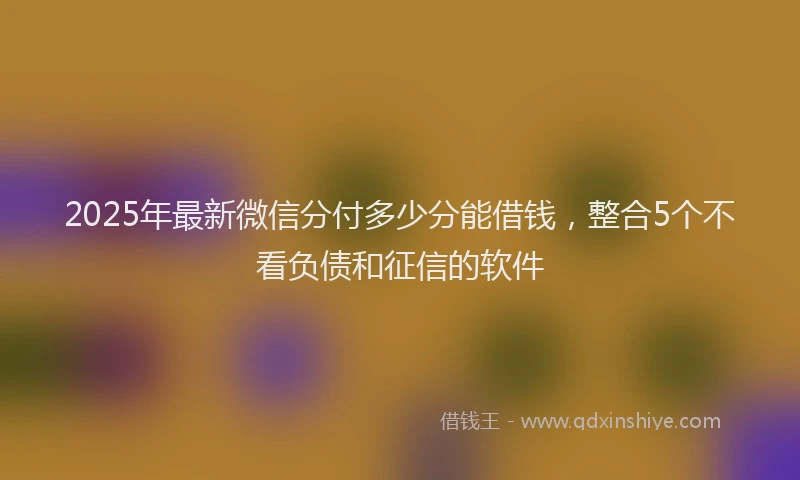 2025年最新微信分付多少分能借钱，整合5个不看负债和征信的软件