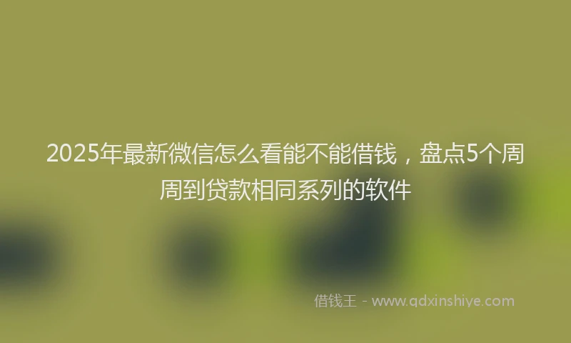 2025年最新微信怎么看能不能借钱，盘点5个周周到贷款相同系列的软件