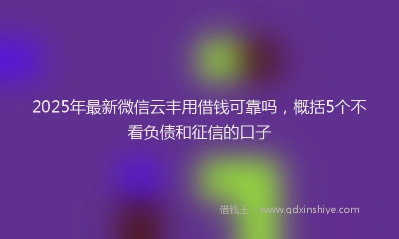 2025年最新微信云丰用借钱可靠吗，概括5个不看负债和征信的口子