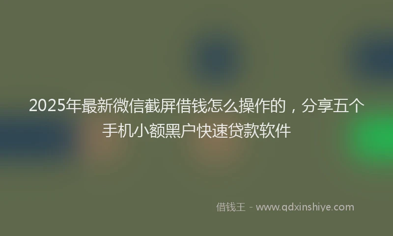2025年最新微信截屏借钱怎么操作的，分享五个手机小额黑户快速贷款软件