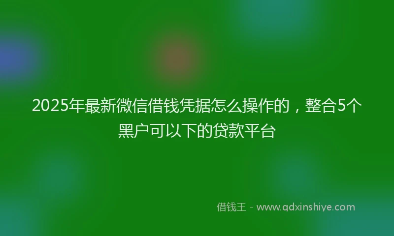 2025年最新微信借钱凭据怎么操作的，整合5个黑户可以下的贷款平台