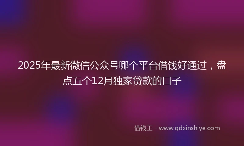 2025年最新微信公众号哪个平台借钱好通过，盘点五个12月独家贷款的口子