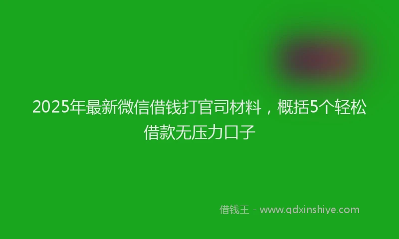 2025年最新微信借钱打官司材料，概括5个轻松借款无压力口子