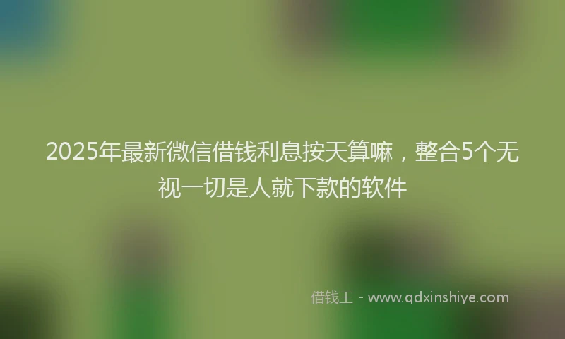 2025年最新微信借钱利息按天算嘛，整合5个无视一切是人就下款的软件