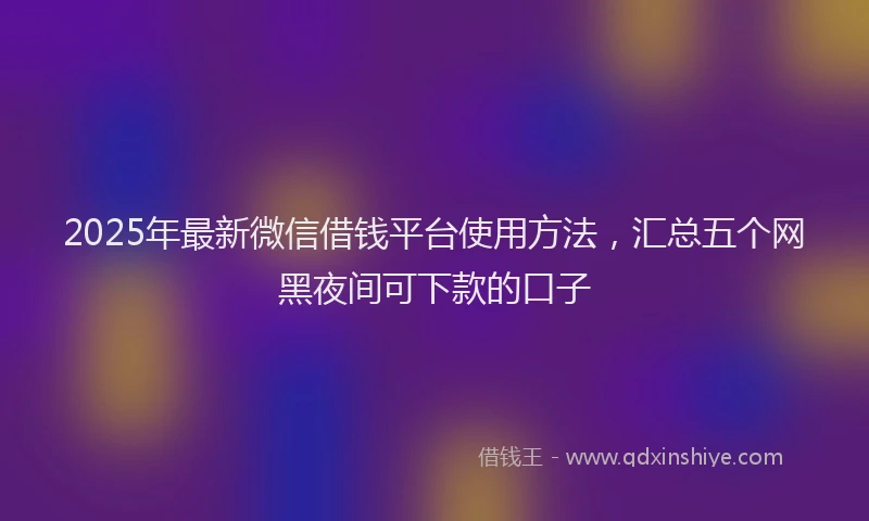 2025年最新微信借钱平台使用方法，汇总五个网黑夜间可下款的口子
