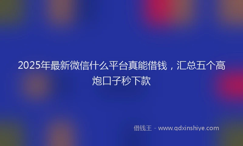 2025年最新微信什么平台真能借钱，汇总五个高炮口子秒下款