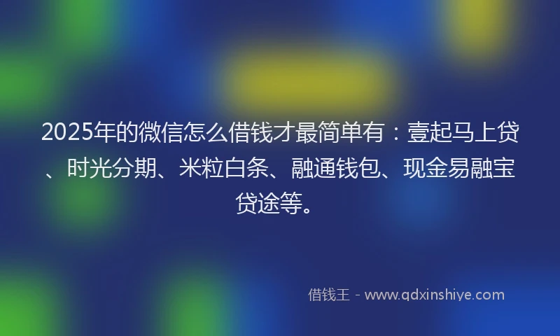 2025年的微信怎么借钱才最简单有：壹起马上贷、时光分期、米粒白条、融通钱包、现金易融宝贷途等。