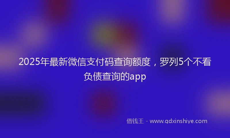 2025年最新微信支付码查询额度，罗列5个不看负债查询的app