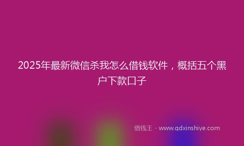 2025年最新微信杀我怎么借钱软件，概括五个黑户下款口子