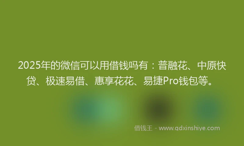 2025年的微信可以用借钱吗有：普融花、中原快贷、极速易借、惠享花花、易捷Pro钱包等。