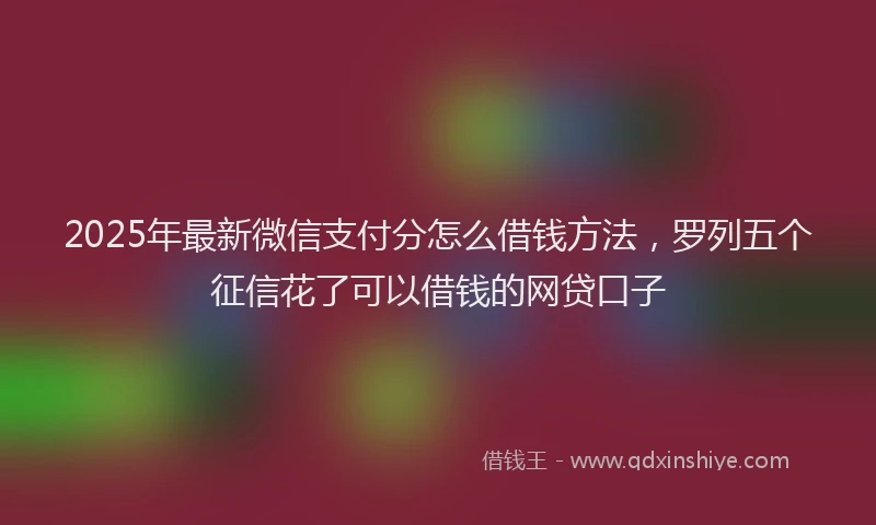 2025年最新微信支付分怎么借钱方法，罗列五个征信花了可以借钱的网贷口子