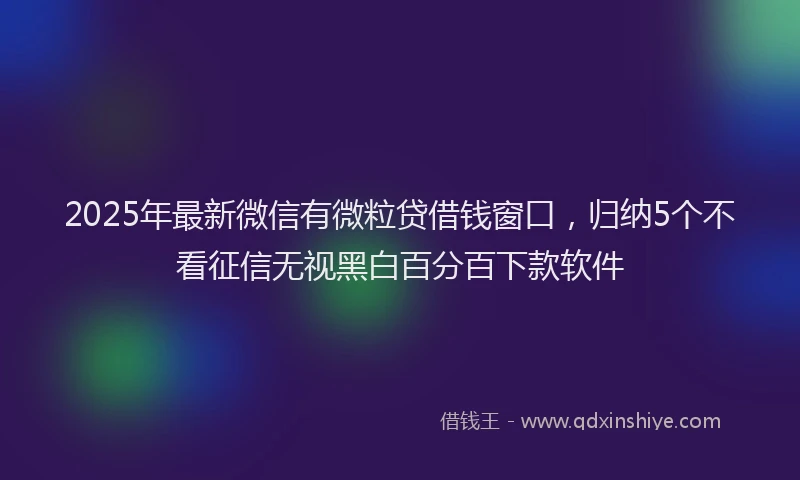 2025年最新微信有微粒贷借钱窗口，归纳5个不看征信无视黑白百分百下款软件
