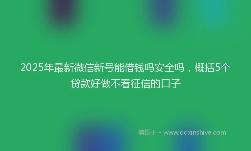 2025年最新微信新号能借钱吗安全吗，概括5个贷款好做不看征信的口子