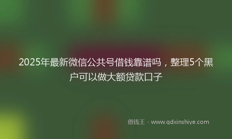 2025年最新微信公共号借钱靠谱吗，整理5个黑户可以做大额贷款口子