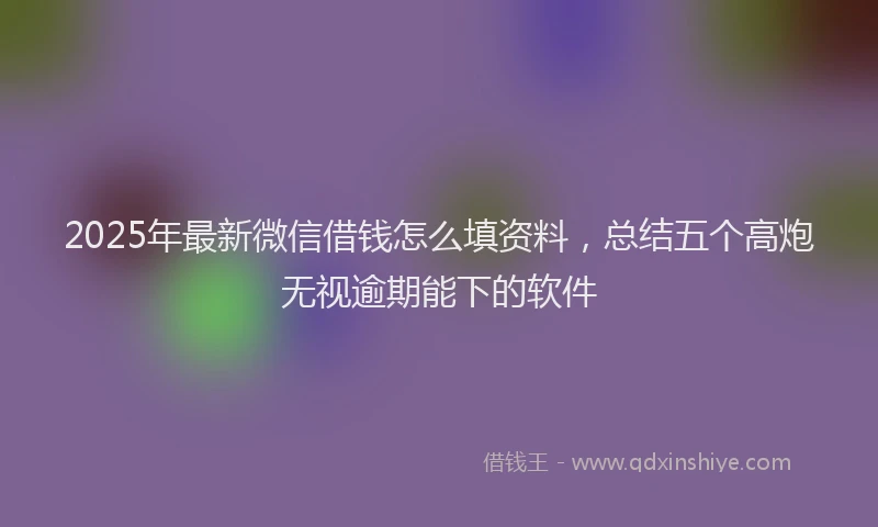 2025年最新微信借钱怎么填资料，总结五个高炮无视逾期能下的软件
