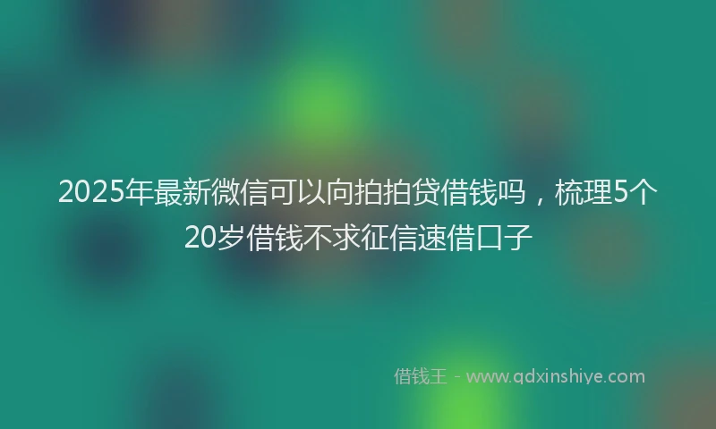2025年最新微信可以向拍拍贷借钱吗，梳理5个20岁借钱不求征信速借口子