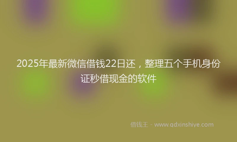 2025年最新微信借钱22日还，整理五个手机身份证秒借现金的软件