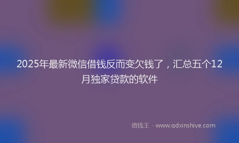 2025年最新微信借钱反而变欠钱了，汇总五个12月独家贷款的软件