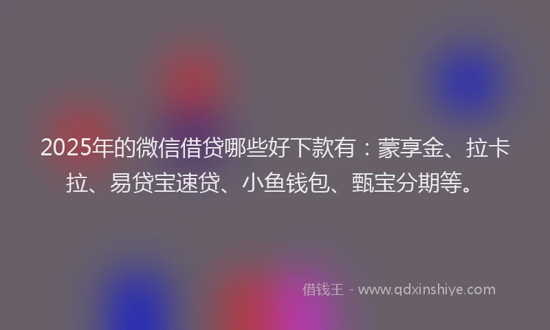 2025年的微信借贷哪些好下款有：蒙享金、拉卡拉、易贷宝速贷、小鱼钱包、甄宝分期等。