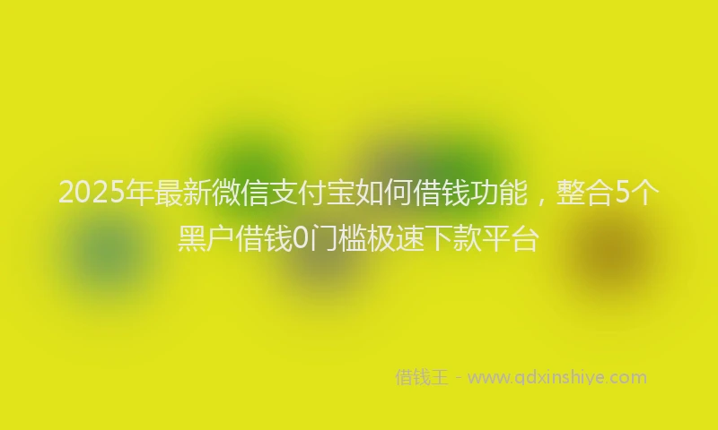2025年最新微信支付宝如何借钱功能，整合5个黑户借钱0门槛极速下款平台
