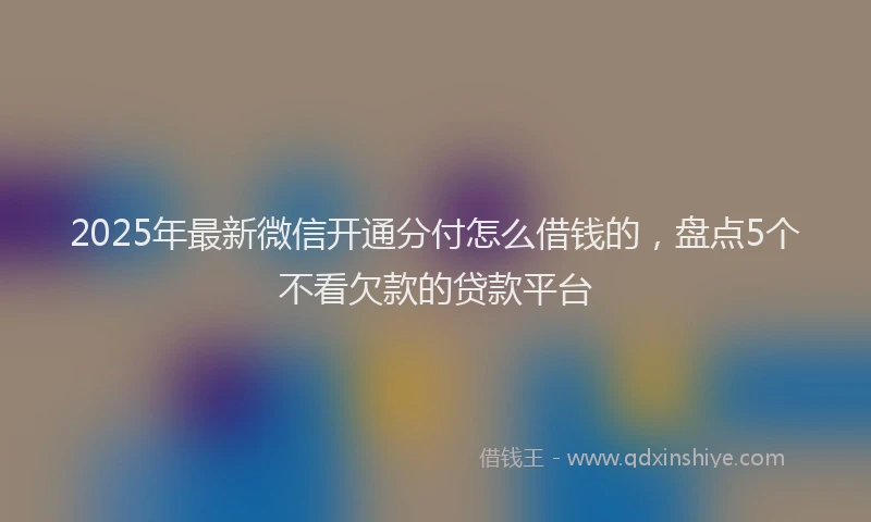 2025年最新微信开通分付怎么借钱的，盘点5个不看欠款的贷款平台