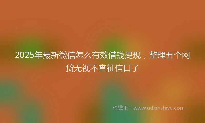 2025年最新微信怎么有效借钱提现，整理五个网贷无视不查征信口子
