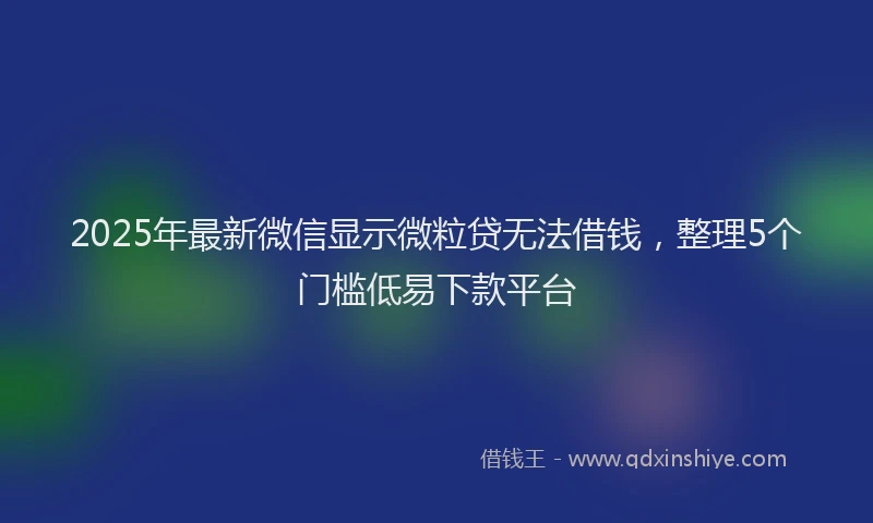 2025年最新微信显示微粒贷无法借钱，整理5个门槛低易下款平台