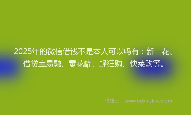 2025年的微信借钱不是本人可以吗有：新一花、借贷宝易融、零花罐、蜂狂购、快莱购等。