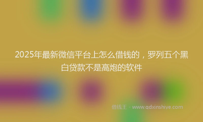 2025年最新微信平台上怎么借钱的，罗列五个黑白贷款不是高炮的软件