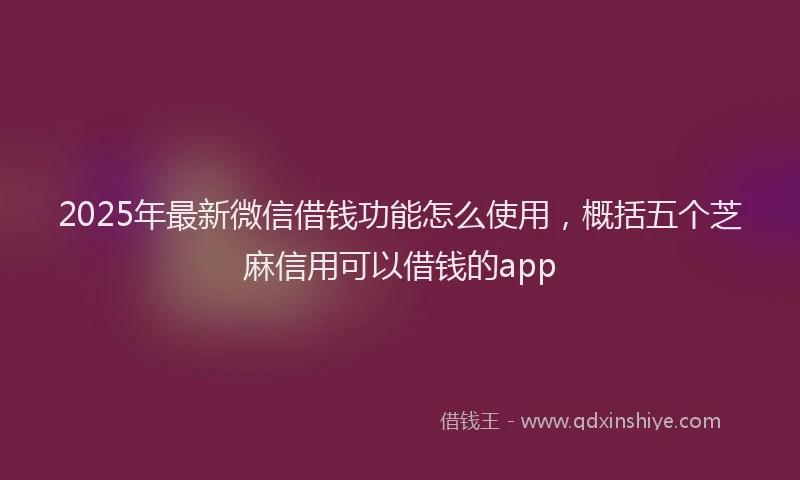 2025年最新微信借钱功能怎么使用，概括五个芝麻信用可以借钱的app