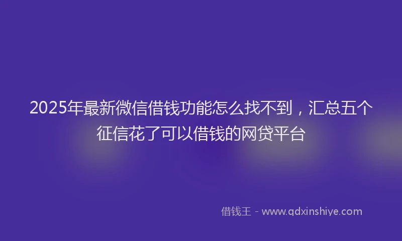 2025年最新微信借钱功能怎么找不到，汇总五个征信花了可以借钱的网贷平台