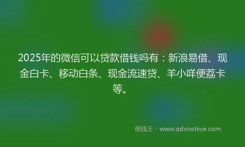 2025年的微信可以贷款借钱吗有：新浪易借、现金白卡、移动白条、现金流速贷、羊小咩便荔卡等。
