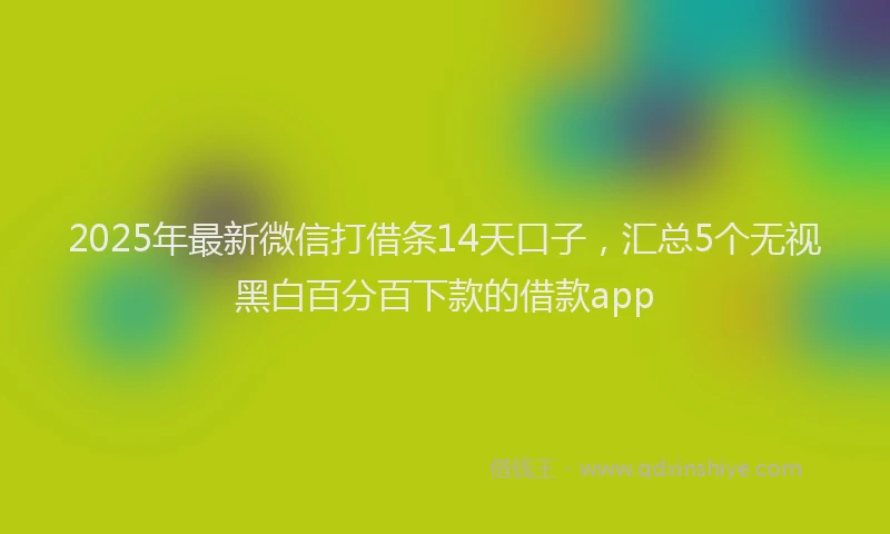 2025年最新微信打借条14天口子，汇总5个无视黑白百分百下款的借款app