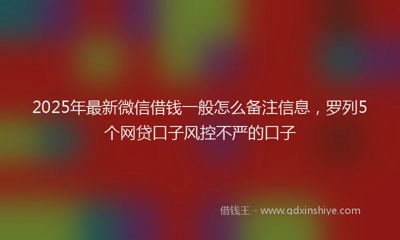 2025年最新微信借钱一般怎么备注信息，罗列5个网贷口子风控不严的口子