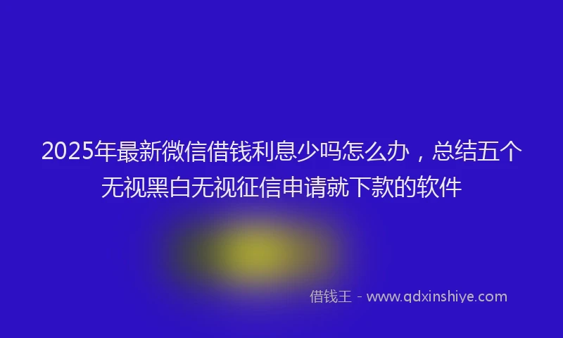2025年最新微信借钱利息少吗怎么办，总结五个无视黑白无视征信申请就下款的软件